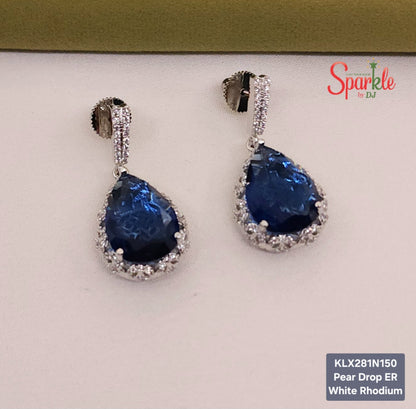 Pear Drop CZ Earrings with Jali Back