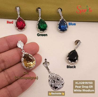 Pear Drop CZ Earrings with Jali Back
