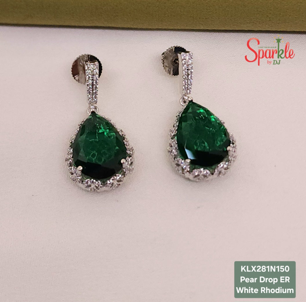Pear Drop CZ Earrings with Jali Back