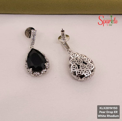 Pear Drop CZ Earrings with Jali Back