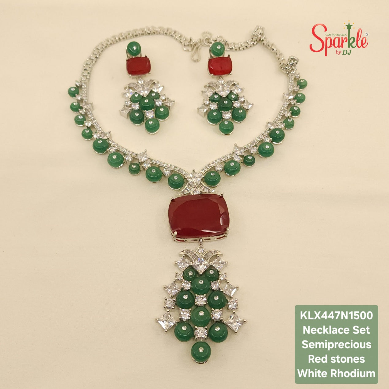 The Priyanka BVL necklace set with semiprecious colour stones