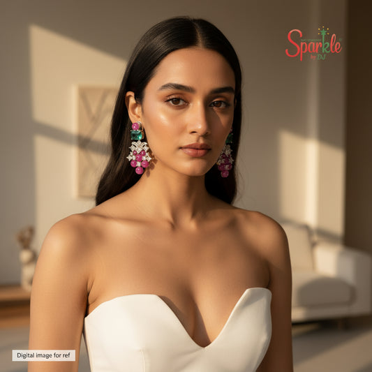 The Priyanka BVL earrings with semiprecious colour stones - SparklebyDJ