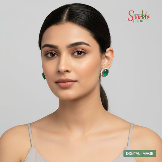 Triangular shaped studs with semiprecious colour stones - SparklebyDJ