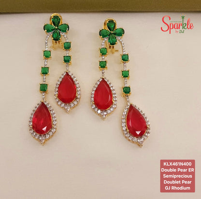 Double Pear Semi-Precious Doublet Earrings