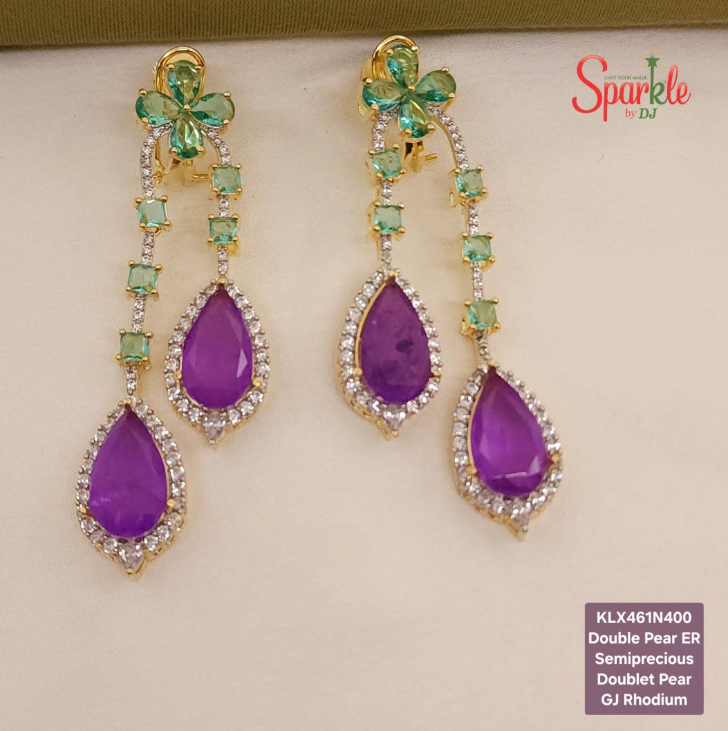 Double Pear Semi-Precious Doublet Earrings