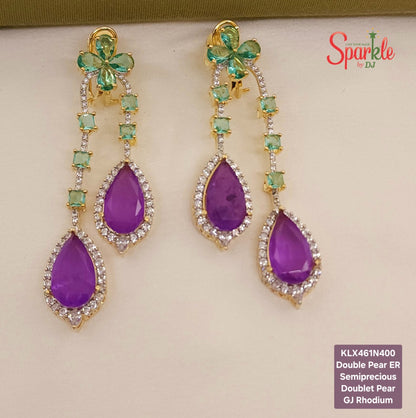 Double Pear Semi-Precious Doublet Earrings