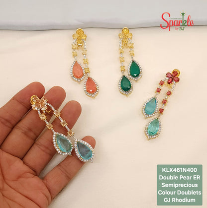 Double Pear Semi-Precious Doublet Earrings