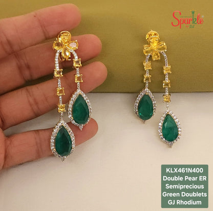 Double Pear Semi-Precious Doublet Earrings