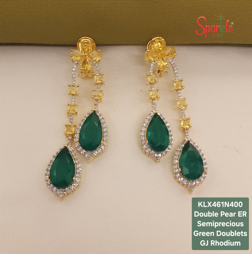 Double Pear Semi-Precious Doublet Earrings