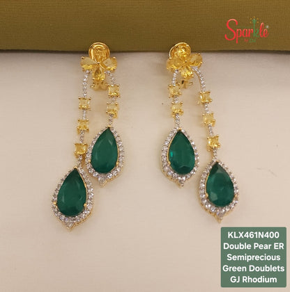 Double Pear Semi-Precious Doublet Earrings