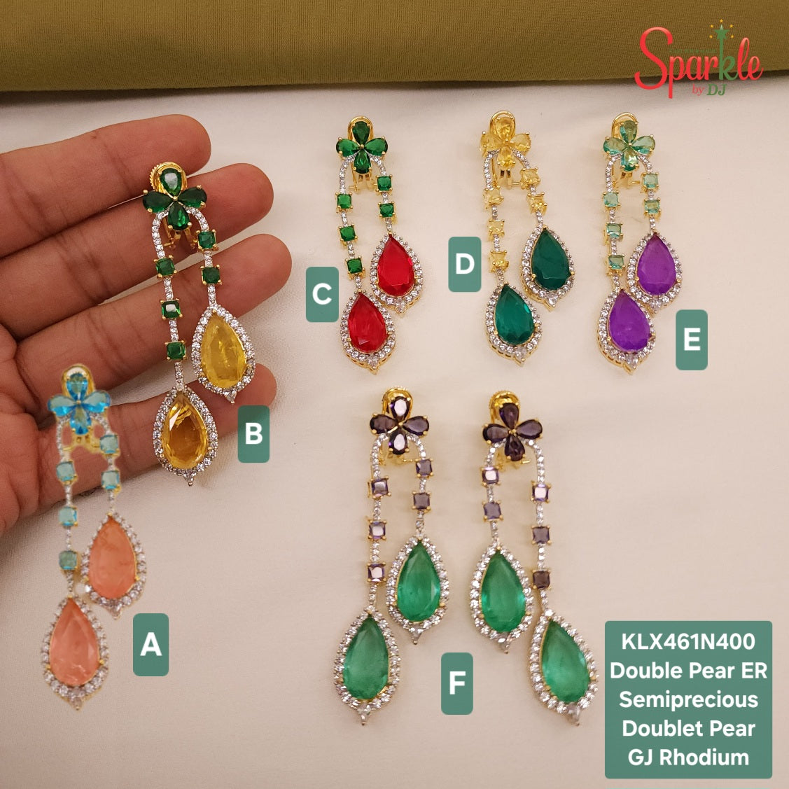 Double Pear Semi-Precious Doublet Earrings