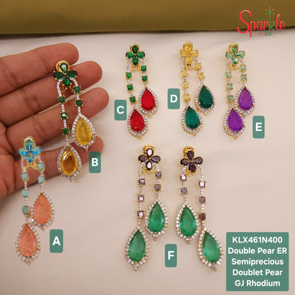 Double Pear Semi-Precious Doublet Earrings