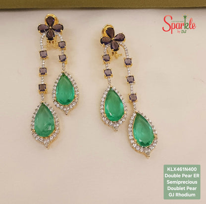Double Pear Semi-Precious Doublet Earrings