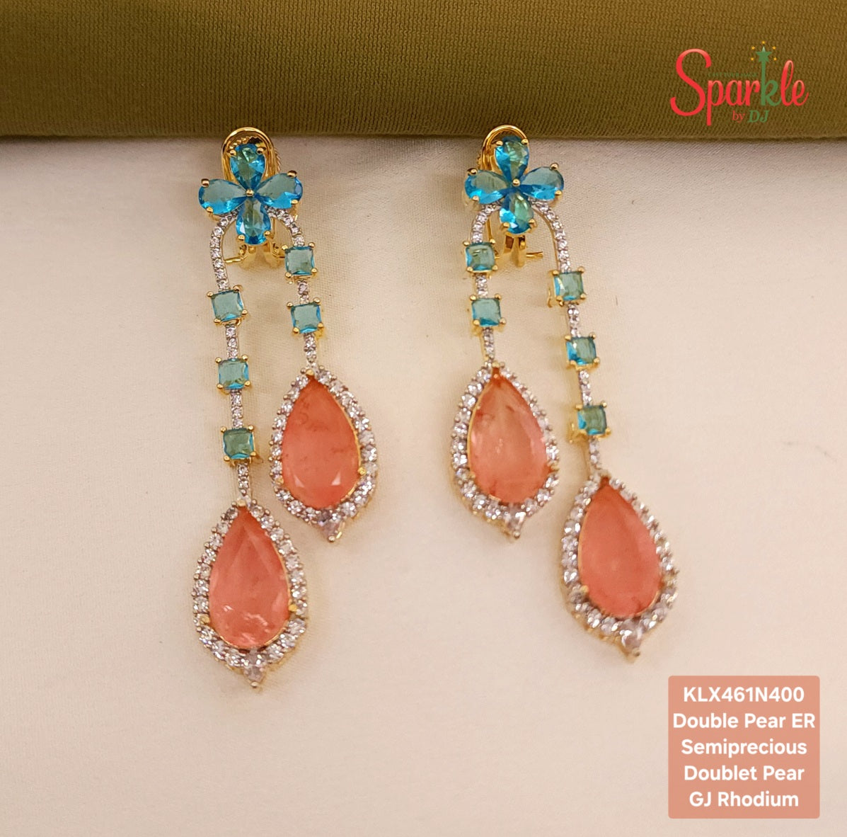 Double Pear Semi-Precious Doublet Earrings