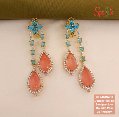 Double Pear Semi-Precious Doublet Earrings