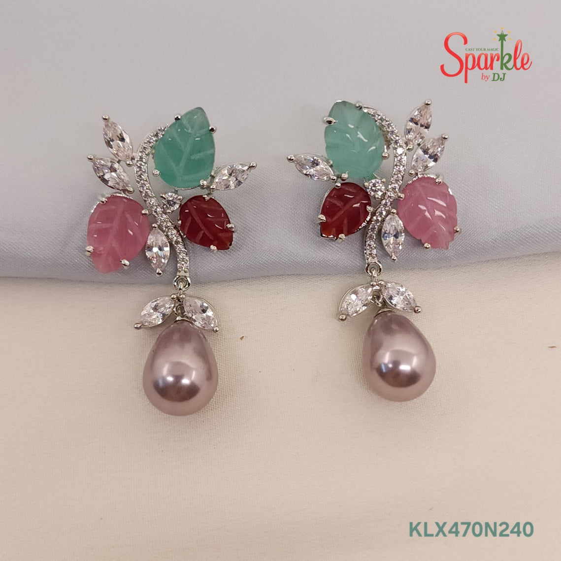 Triple Leaf Drop Earrings for Women – Elegant Designer Party Wear Jewellery