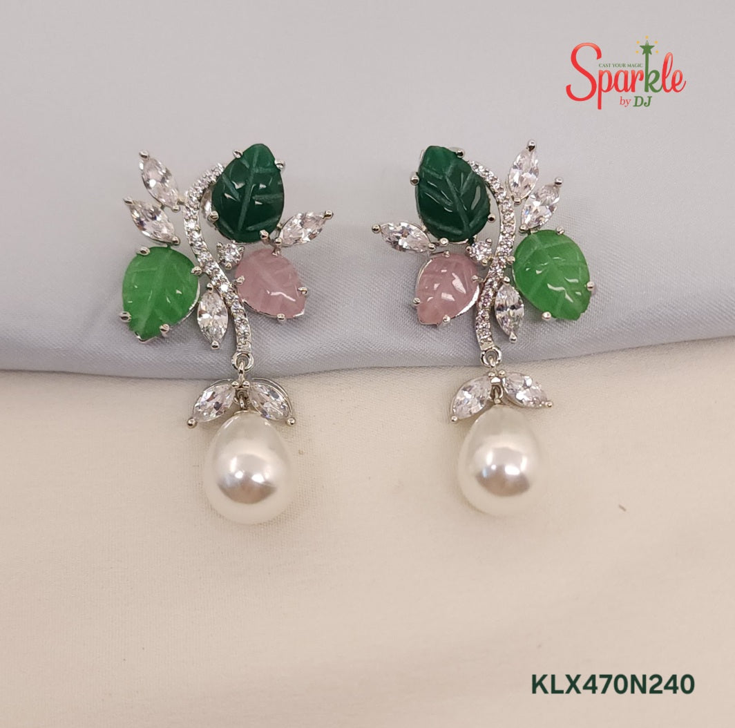 Triple Leaf Drop Earrings for Women – Elegant Designer Party Wear Jewellery