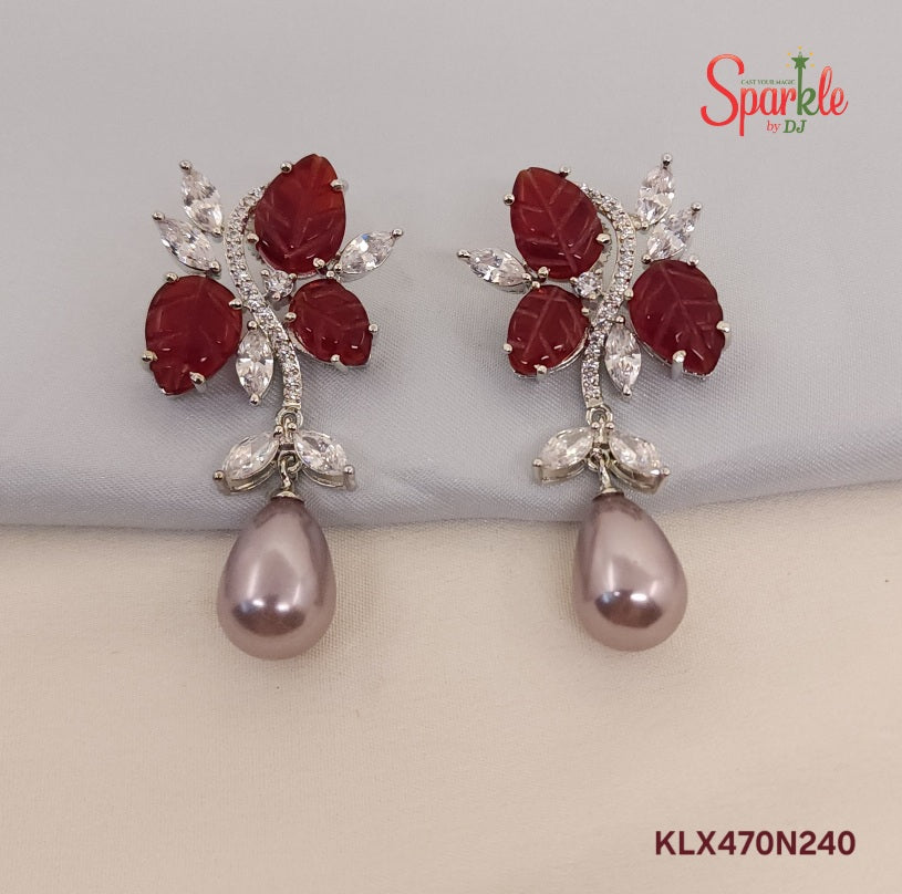 Triple Leaf Drop Earrings for Women – Elegant Designer Party Wear Jewellery