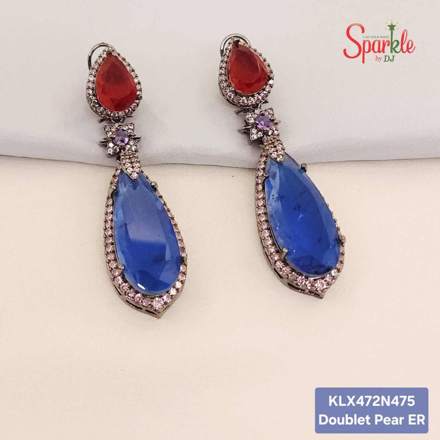 Semi-Precious double Pear Doublet Earrings