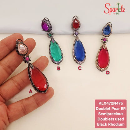 Semi-Precious double Pear Doublet Earrings