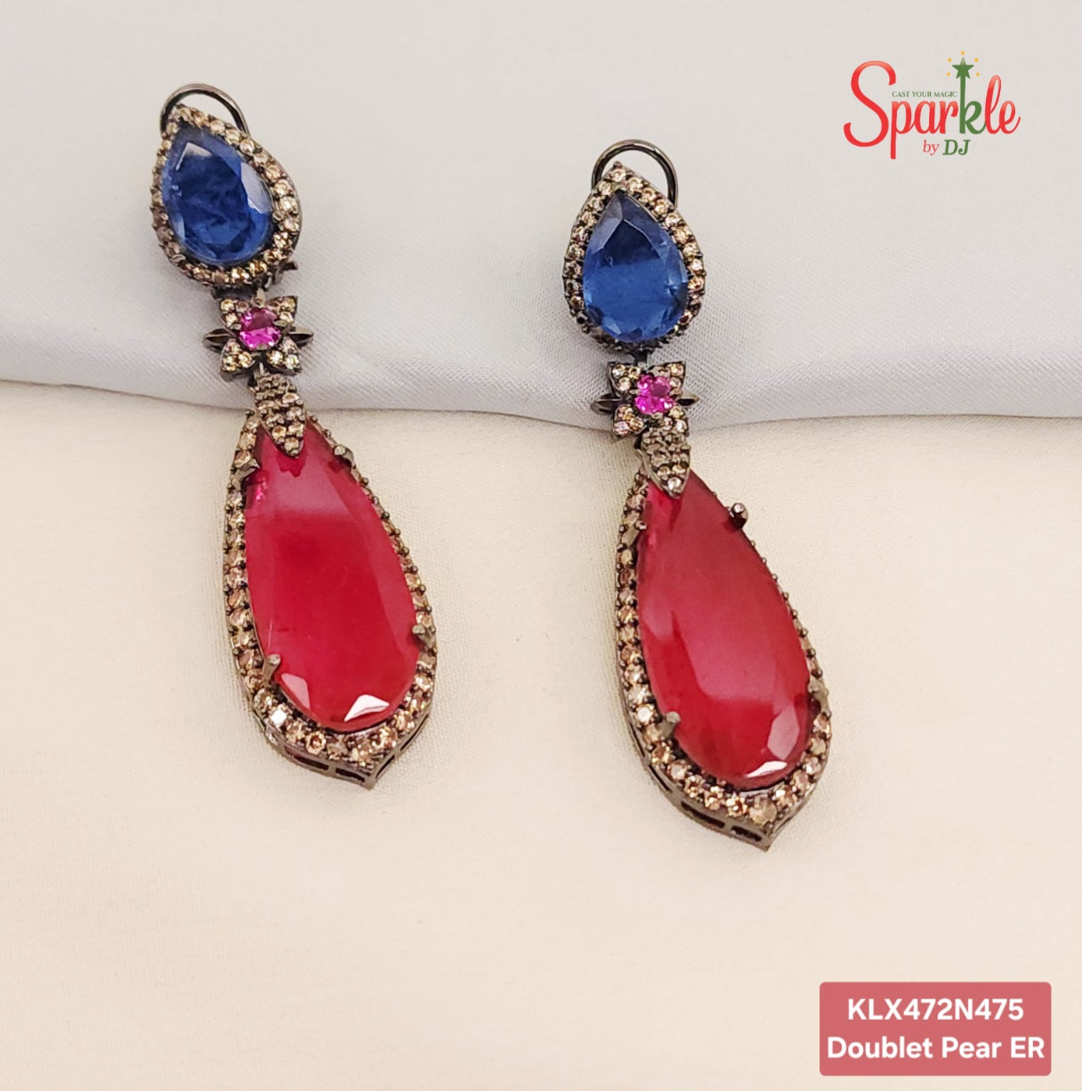Semi-Precious double Pear Doublet Earrings