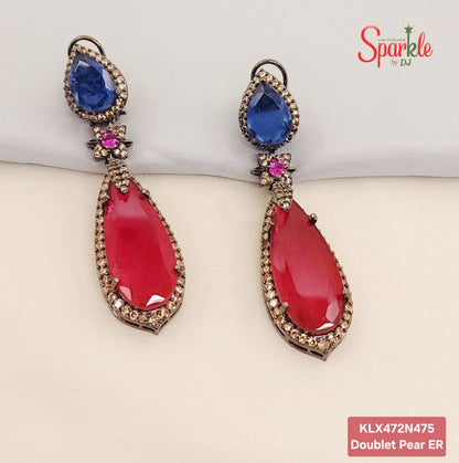 Semi-Precious double Pear Doublet Earrings