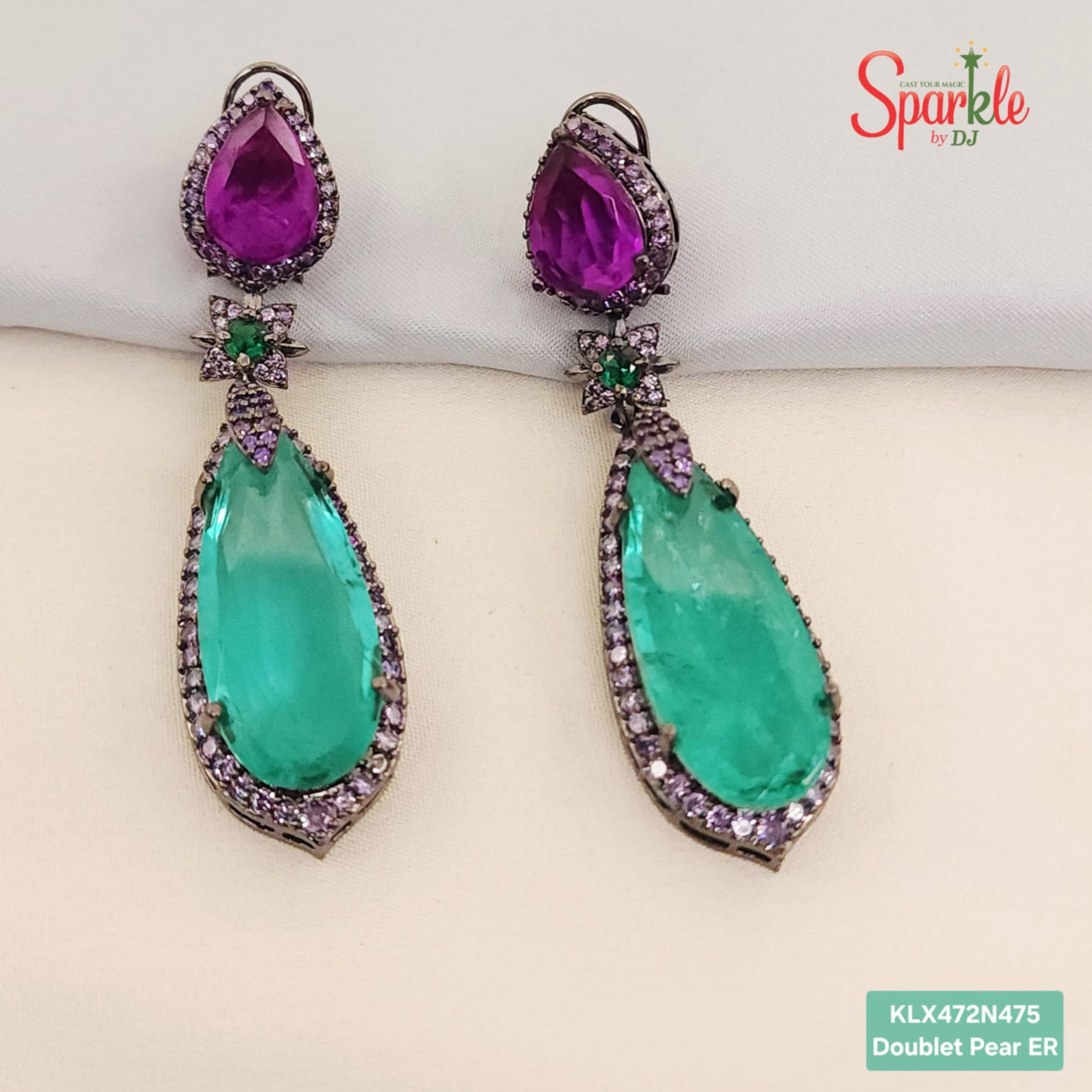 Semi-Precious double Pear Doublet Earrings