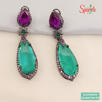 Semi-Precious double Pear Doublet Earrings