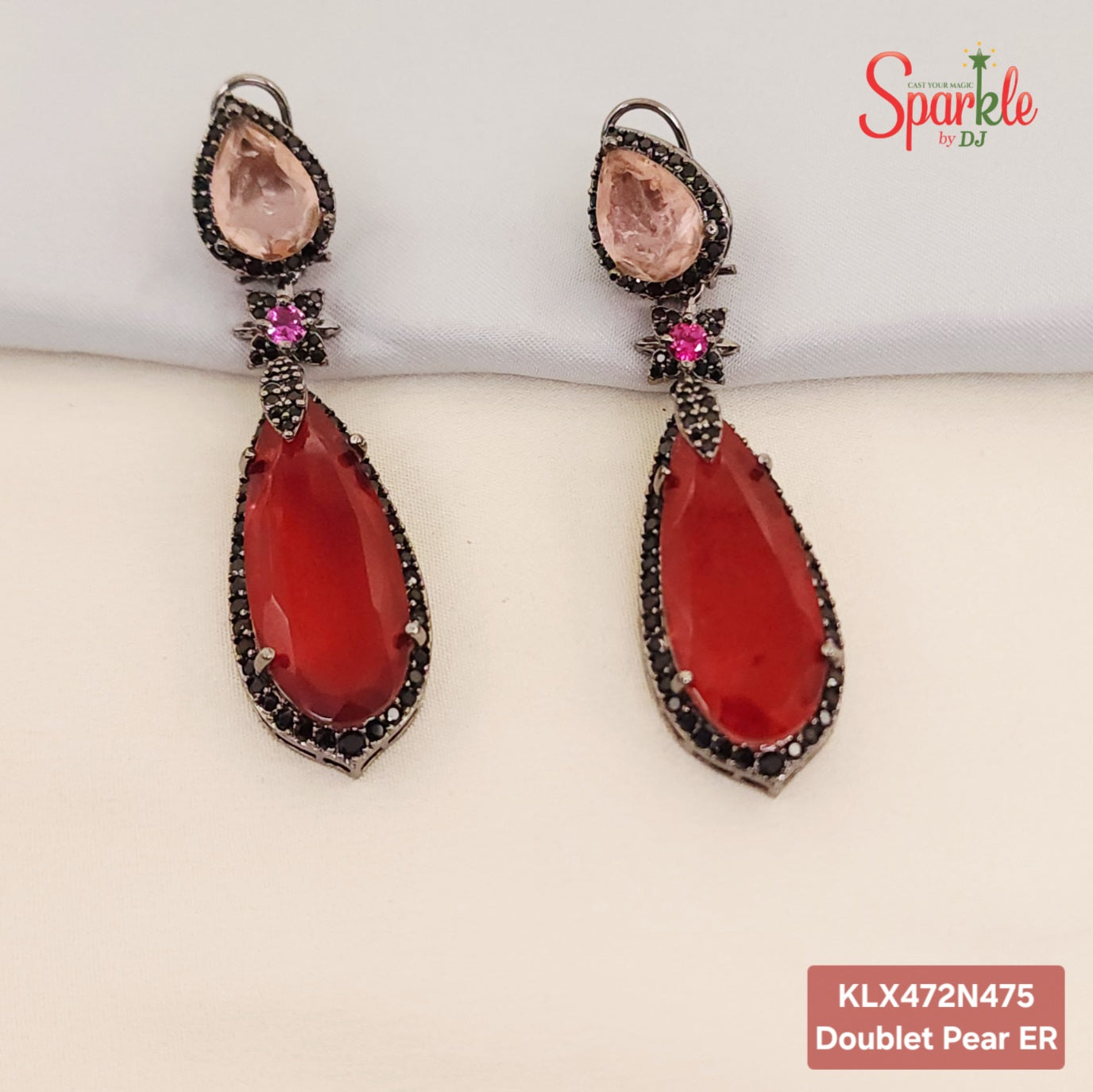 Semi-Precious double Pear Doublet Earrings