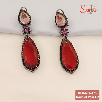 Semi-Precious double Pear Doublet Earrings
