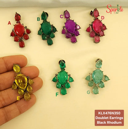 Semi-Precious Doublet Statement Earrings