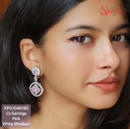 Cz Earrings with octo-cluster-drop