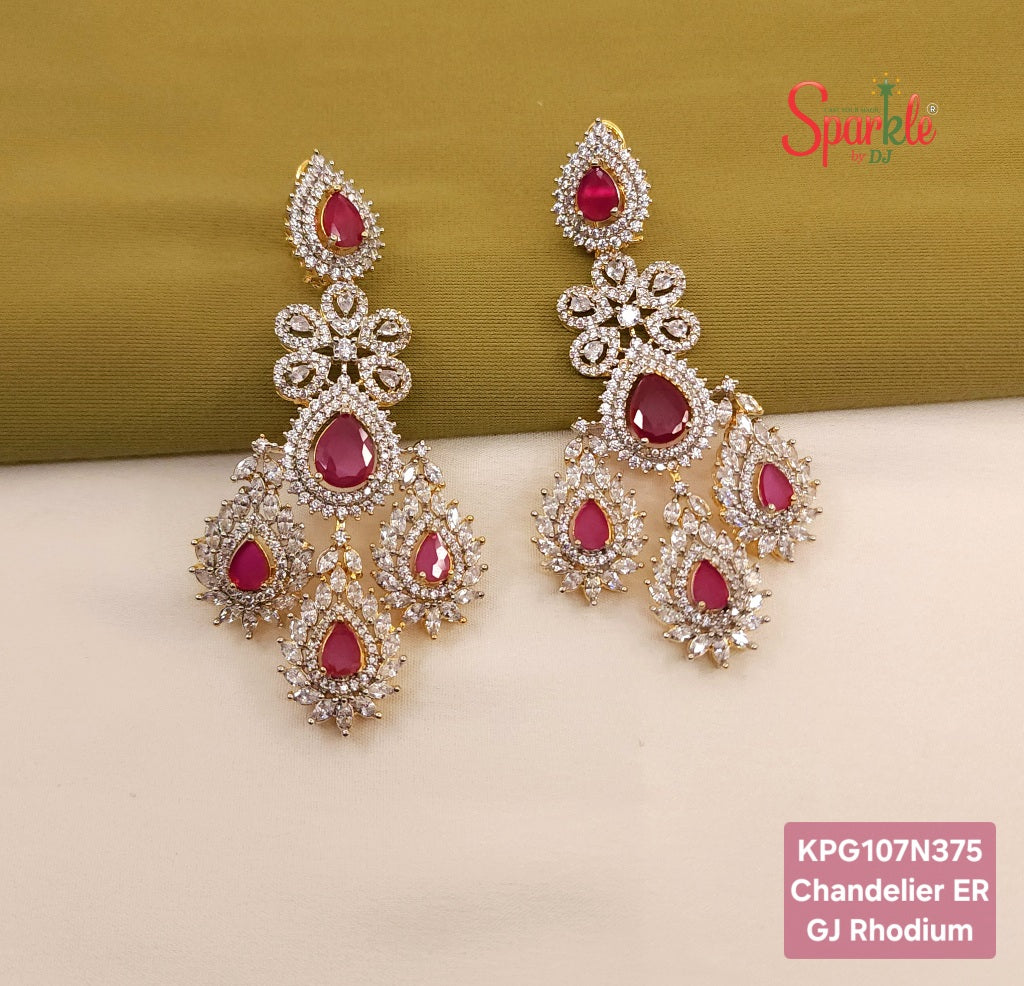 Pear top Chandelier earrings with 4 pear-shaped hangings