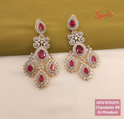 Pear top Chandelier earrings with 4 pear-shaped hangings