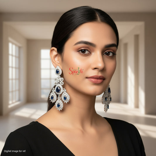 Pear top Chandelier earrings with 4 pear-shaped hangings - SparklebyDJ