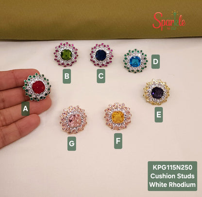 CZ Studs with cushion cut stone