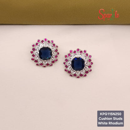 CZ Studs with cushion cut stone