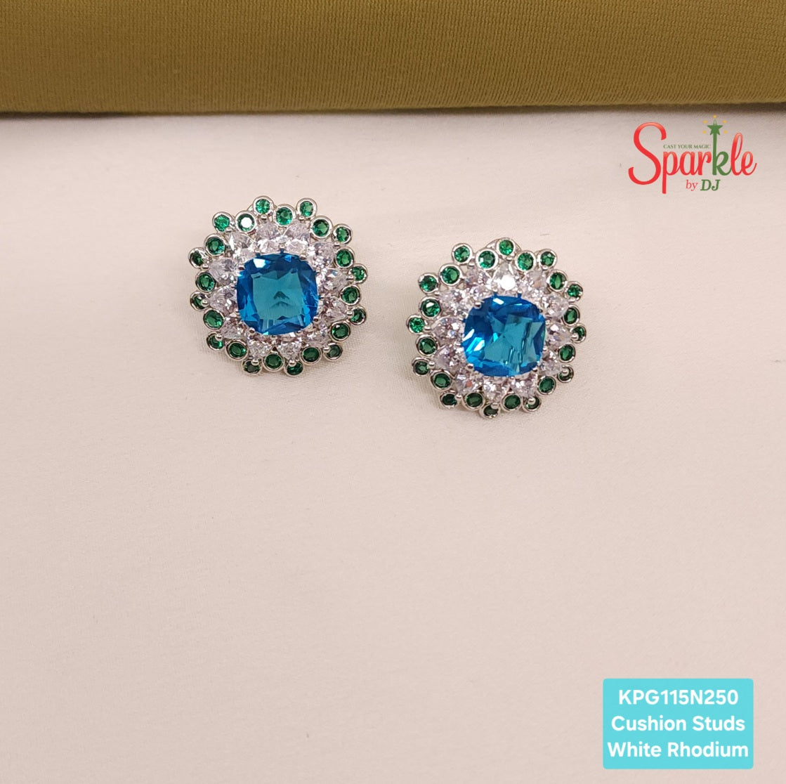 CZ Studs with cushion cut stone