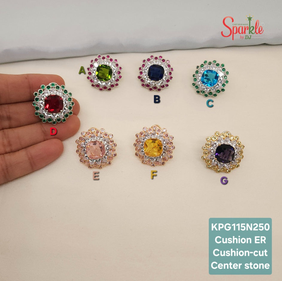CZ Studs with cushion cut stone