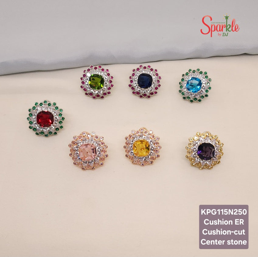 CZ Studs with cushion cut stone