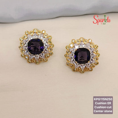 CZ Studs with cushion cut stone