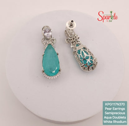 Cz  Earrings with semiprecious doublet pear drop