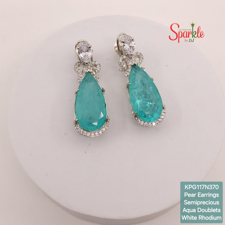 Cz  Earrings with semiprecious doublet pear drop