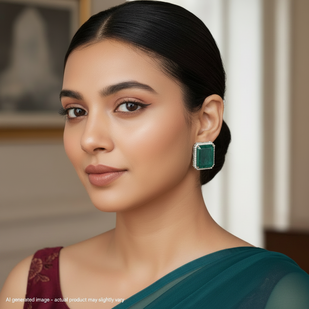 Oversized  Octagonal Studs with semiprecious color stones