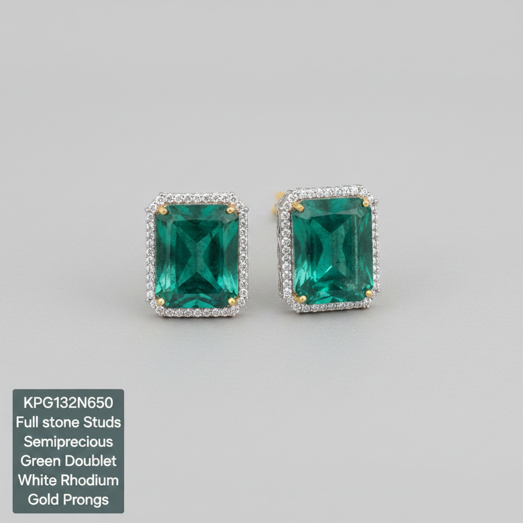 Oversized  Octagonal Studs with semiprecious color stones