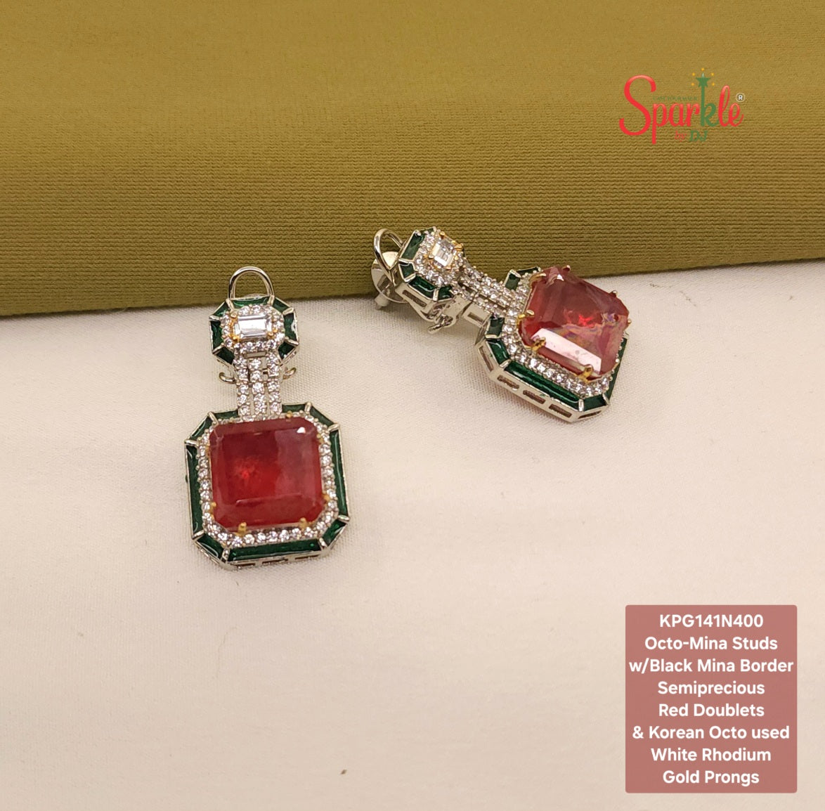 Cz Mina Earrings with semiprecious stones & Korean octo