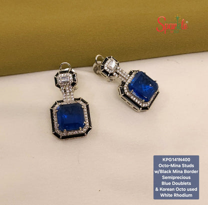 Cz Mina Earrings with semiprecious stones & Korean octo