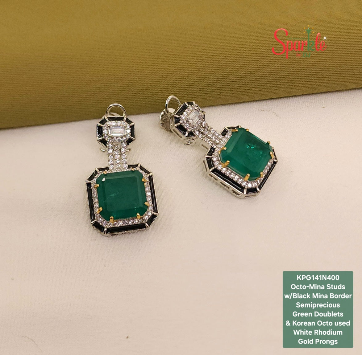 Cz Mina Earrings with semiprecious stones & Korean octo