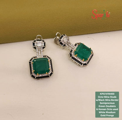 Cz Mina Earrings with semiprecious stones & Korean octo