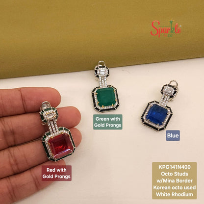 Cz Mina Earrings with semiprecious stones & Korean octo